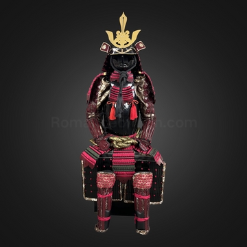 Red Purple Samurai Armor Tosei Gusoku Style Kuwagata Maedate Red armor color